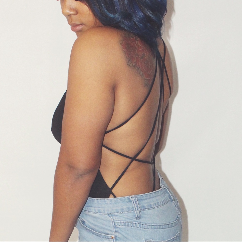 *NEW open back black bodysuit